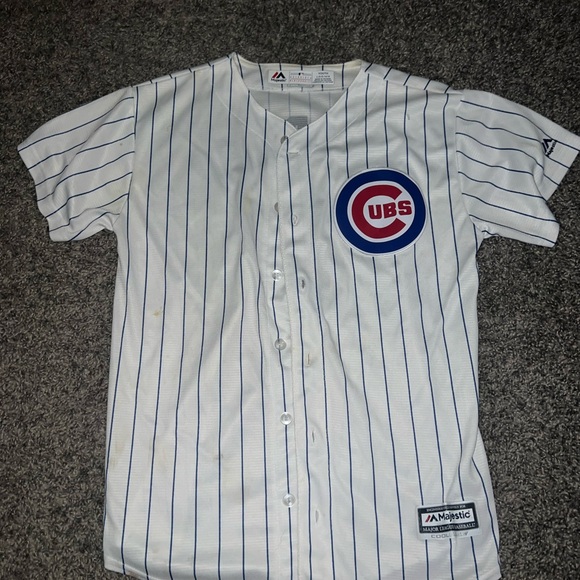 Majestic Cubs White and Blue Striped Jersey - Picture 1 of 2